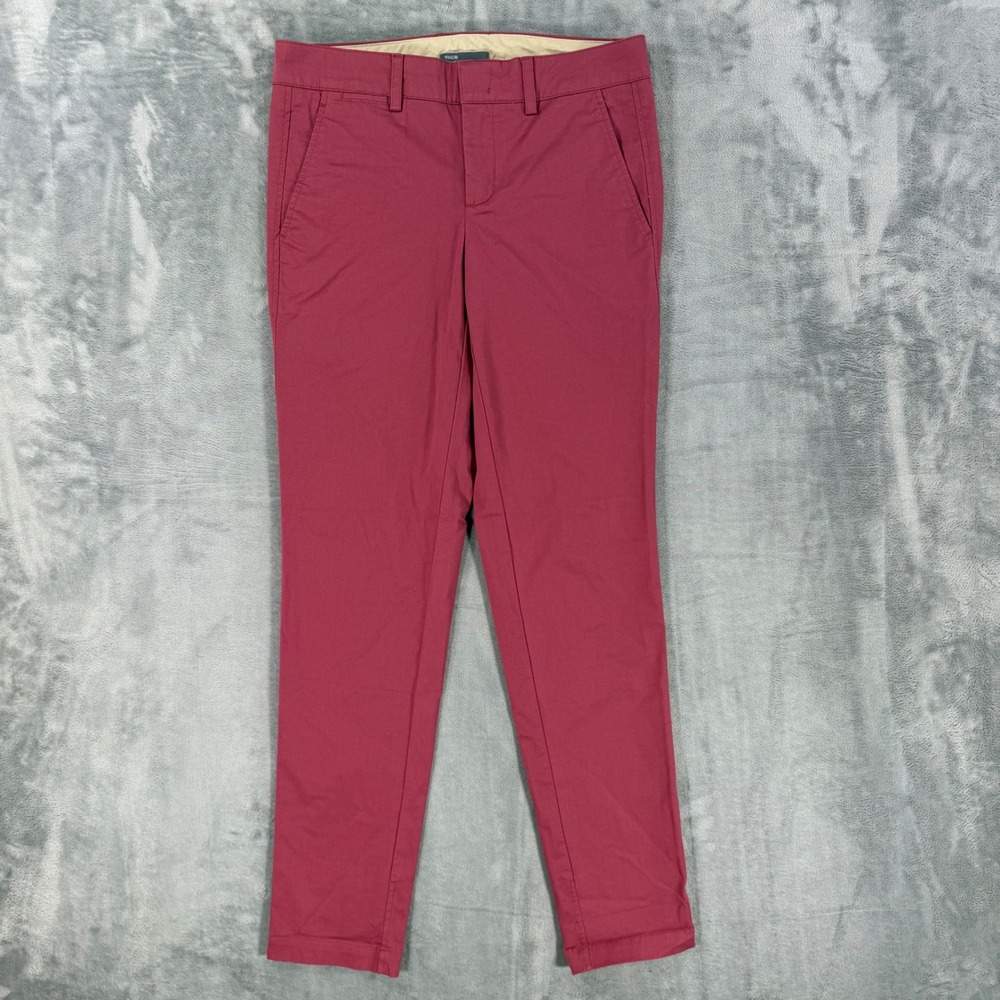 Vince Slim Fit Chino Pants Women's Size 2 Pink Red Cotton Tailored Trousers